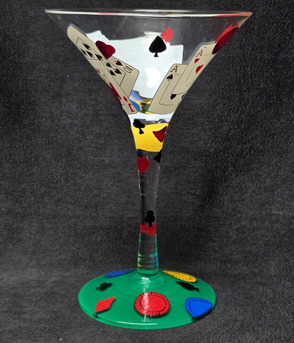 Lolita Love My Martini Pokertini Hand Painted 7oz. Drinking Glass